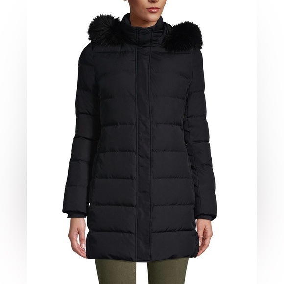 Lands’ End Women's 600 Down Winter Long Coat With Hood in Navy - Picture 2 of 8